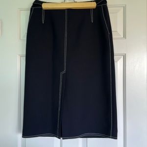 EUC Jigsaw size 8 navy long skirt white stitching lined